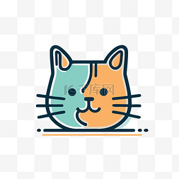 橙色和蓝色的猫插画 向量