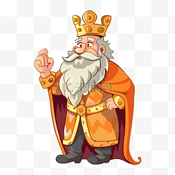国王剪贴画 戴着橙色王冠的国王