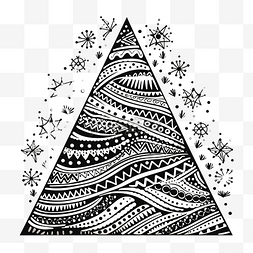升学宴贺卡图片_带有涂鸦黑白圣诞树和波西米亚图