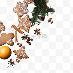 圣诞自制姜饼和香料在木头上