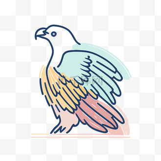 一只鹰的线条插图 向量