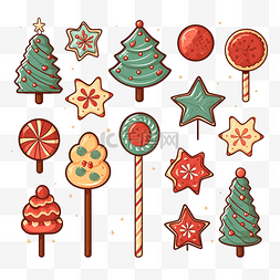 巧克力色图片_圣诞节对待糖果与星星和雪花涂鸦