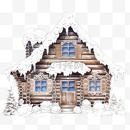 下雪童话房子图片_从童话故事中装饰的木制木屋覆盖
