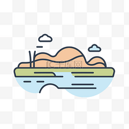 岛屿轮廓图片_一个岛屿和一个湖泊轮廓图标 向