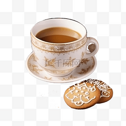 品茶桌图片_木桌上的圣诞饼干和一杯茶