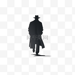 侦探帽子图片_简约风格的间谍或侦探插图