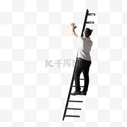 梯子上的男人图片_人爬上梯子去见光