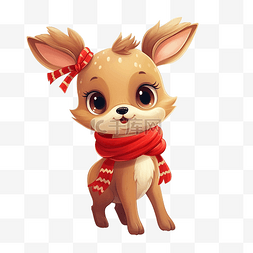圣诞围巾图片_一只戴着红围巾拿着圣诞树玩具的