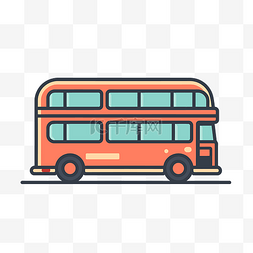 双层巴士图片_白色背景上的双层巴士扁线图标 