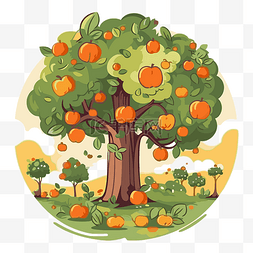 果园走地鸡图片_果园剪贴画苹果园卡通中的一棵橙