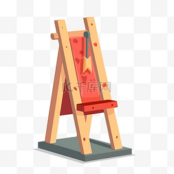 红椅子图片_断头台剪贴画木制画架，上面有一