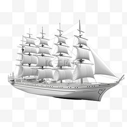 一艘海船的 3d 插图