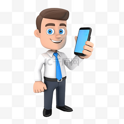 触摸手机屏幕图片_穿着白衬衫蓝色领带的商人用食指