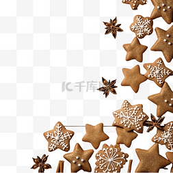 木制表面上的圣诞组合物和饼干