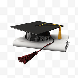3d 毕业帽与证书教育插图