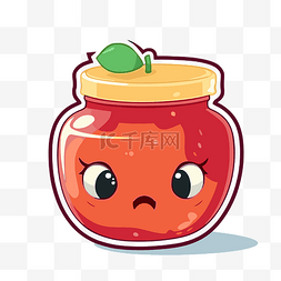 果酱罐图片_一个有着可爱面孔的橙色果酱罐 