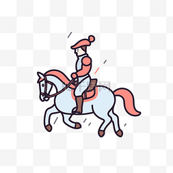 一个人骑马的线条插图 向量
