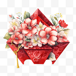 中国传统剪花图片_水彩红包剪贴画