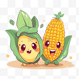 卡通水果背景香蕉图片_玉米剪贴画卡哇伊卡通可爱玉米插