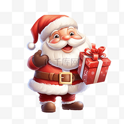 拿铃铛的圣诞老人图片_圣诞快乐，卡通圣诞老人拿着从圣