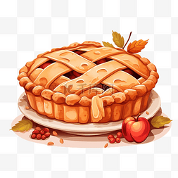 馅饼矢量图图片_感恩节苹果派概念秋季糕点隔离在