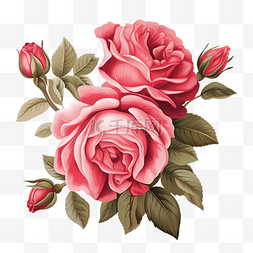 复古装饰的玫瑰插画