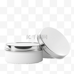 金属容器图片_带有白色标签的化妆品圆形金属容