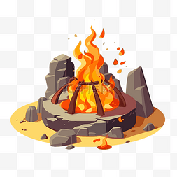 岩石卡通图片_火坑剪贴画小卡通篝火周围的一些