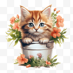 可爱盆栽小猫可爱猫咪花宠物可爱