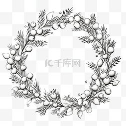 绿化花香图片_手绘花环，带点，用于圣诞装饰品
