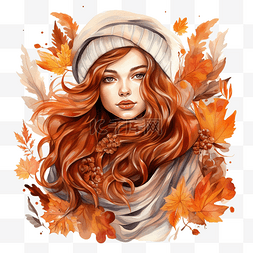 秋天的围巾插画