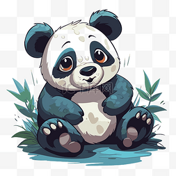 熊猫剪贴画可爱的熊猫熊坐在草地