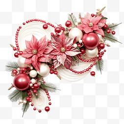 ps明信片图片_用球和鲜花装饰圣诞节的花环