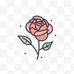 白色背景上一朵小粉红玫瑰的线条