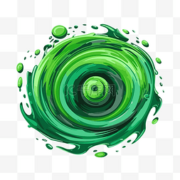 涡旋剪贴画绿色液体飞溅漩涡白色