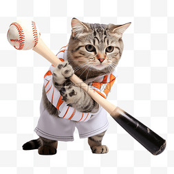 夹子剪贴画图片_猫正在打棒球