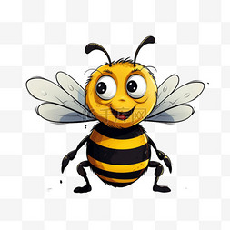 独特黄色蜜蜂元素立体免抠图案