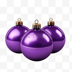冬天紫色图片_3d圣诞紫色球树装饰png