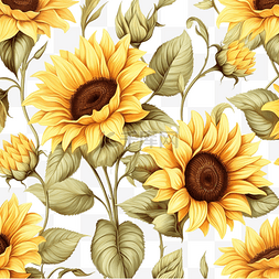纺织品花纹图片_无缝花纹与向日葵