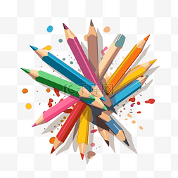 彩色铅笔矢量图片_彩色铅笔剪贴画白色背景上的许多