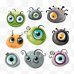 眼球剪贴画各种卡通怪物有眼睛 