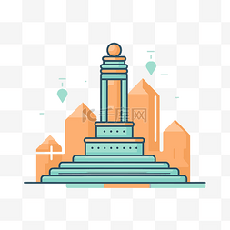 城市重要纪念碑的程式化图像 向