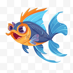 卡通跳跃的鱼图片_跳跃的鱼剪贴画彩色蓝色和橙色的