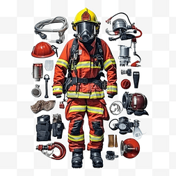 保护套装图片_贴纸制服防护服消防装备消防员