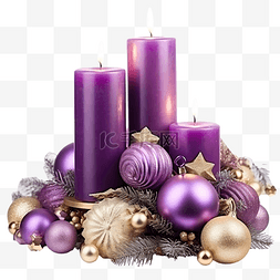亮闪闪的星星图片_明亮表面上有蜡烛和紫色和金色装