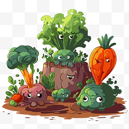 蔬菜园剪贴画花园里的卡通蔬菜 