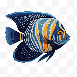 鱼的尾巴卡通图片_神仙鱼剪贴画 带有蓝色和橙色条