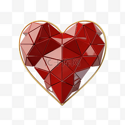 3d红心图片_金色几何框架中的红心