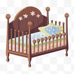 婴儿床剪贴画婴儿床侧面有鲜花矢