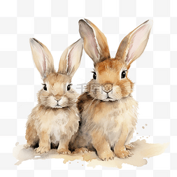兔子一家的水彩画